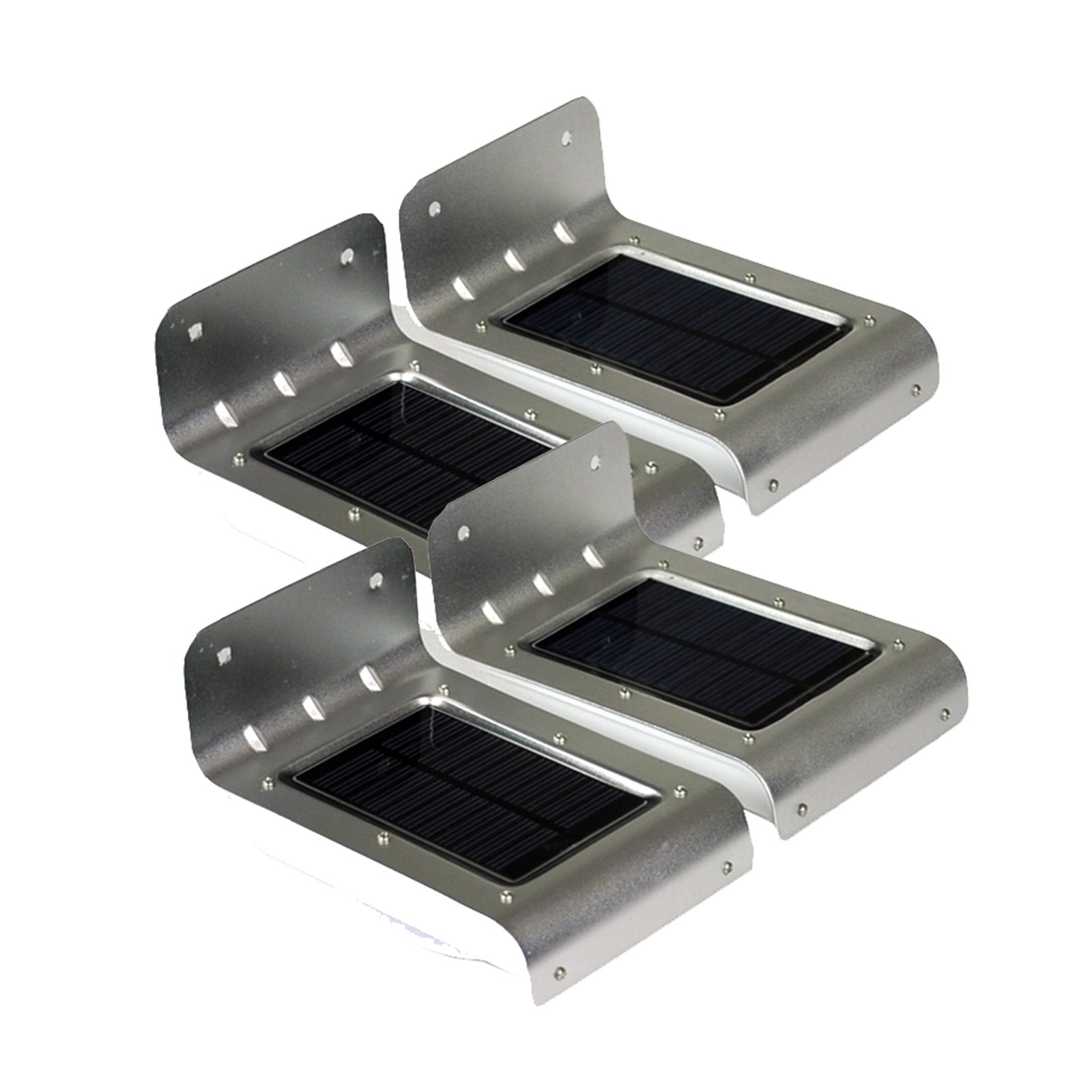 Instapark YT1008-4P Solar-Powered Dusk-to-Dawn Outdoor Motion Sensor LED Light, Weather-Proof, Color Silver, 4-Pack