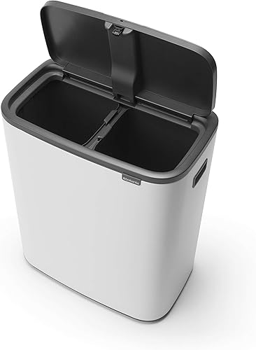 Vista 120 de Brabantia Bo - Cubo de basura – 1 cubo interior de 9.5 galones (acero mate FPP) cubo de basura para residuos/reciclaje, compartimento extraíble +