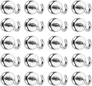 Mocne magnesy na haczyk - D16 Heavy Duty neodymowe rzadkiej ziemi magnes haczyk (20 sztuk), 12 funtów siła ciągnąca wiszące potężne magnetyczne haczyki idealne do lodówki