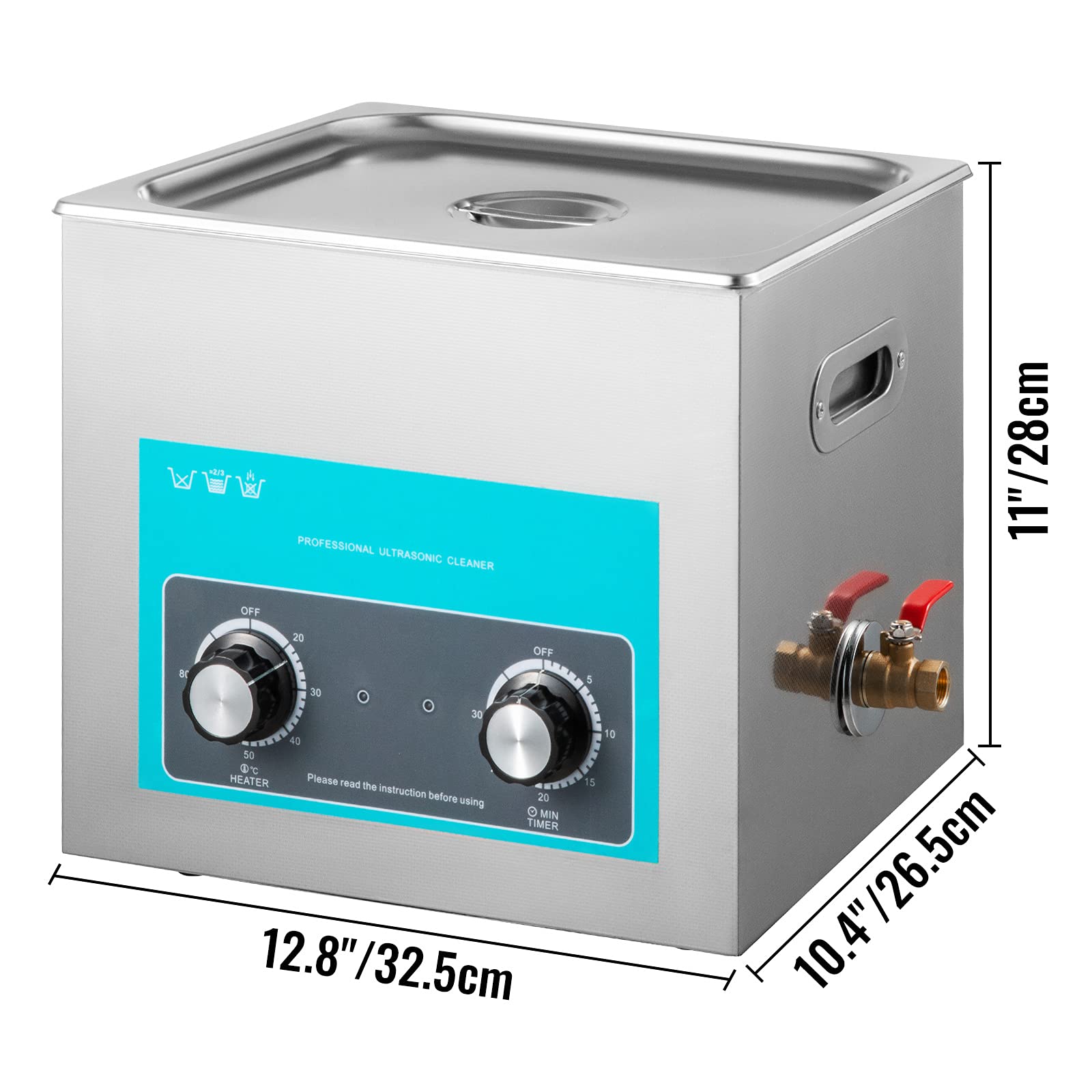 Moh Nettoyeur à Ultrasons avec Minuterie de Chauffage 10 L, Professionnel Nettoyeur à Ultrasons 220 V, Nettoyeur Ultrasons en Acier Inoxydable 40 kHz pour Nettoyage des Bagues de Lunettes Instrument