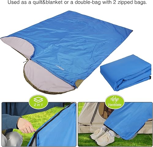 Miniatura 13 de REDCAMP Saco de dormir ultraligero para mochileros, senderismo, comodidad para adultos en clima cálido, con saco de compresión 2-Sobre