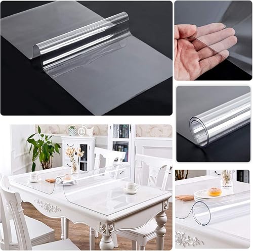 Miniatura 5 de Mantel de PVC transparente, impermeable, de vidrio suave, transparente, cubierta de mesa, lavable, a prueba de aceite, para mesa de comedor,