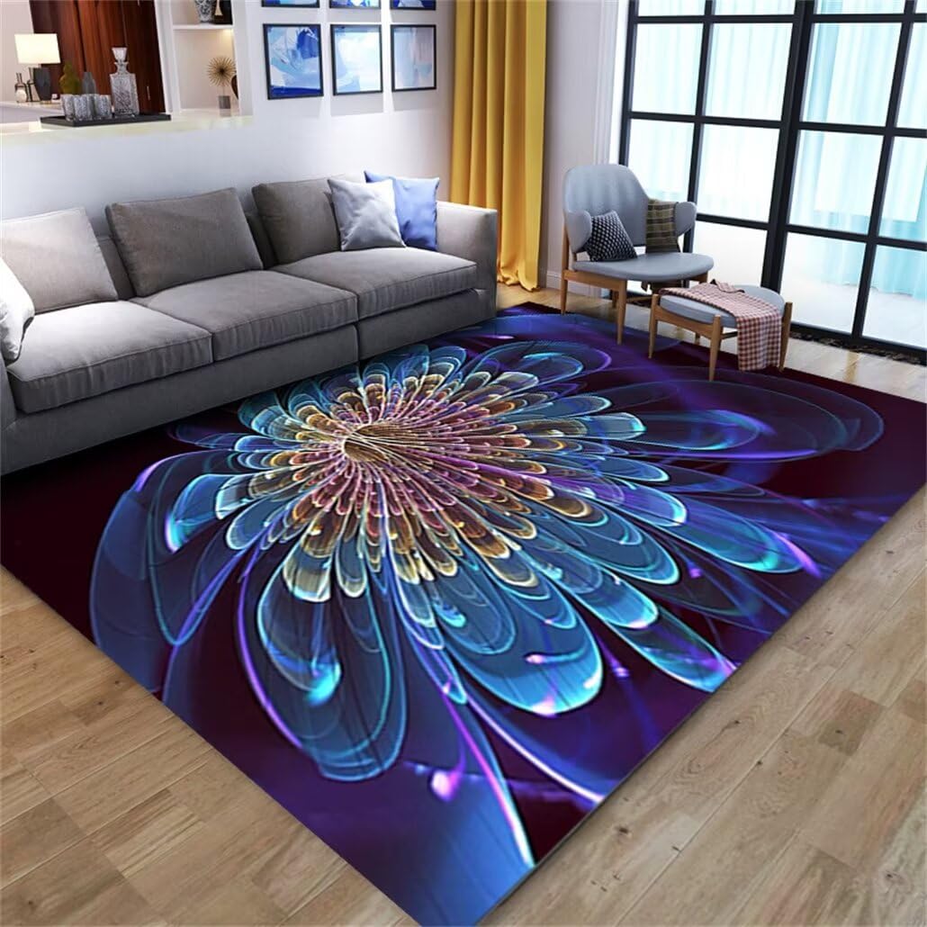 Grand tapis de chambre garçon adolescent bleu 200x300cm motif 3D salon