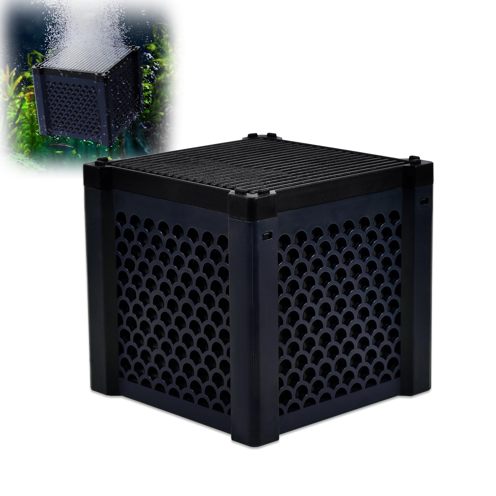 Cube purificateur d'eau filtre charbon actif nid d'abeille aquarium