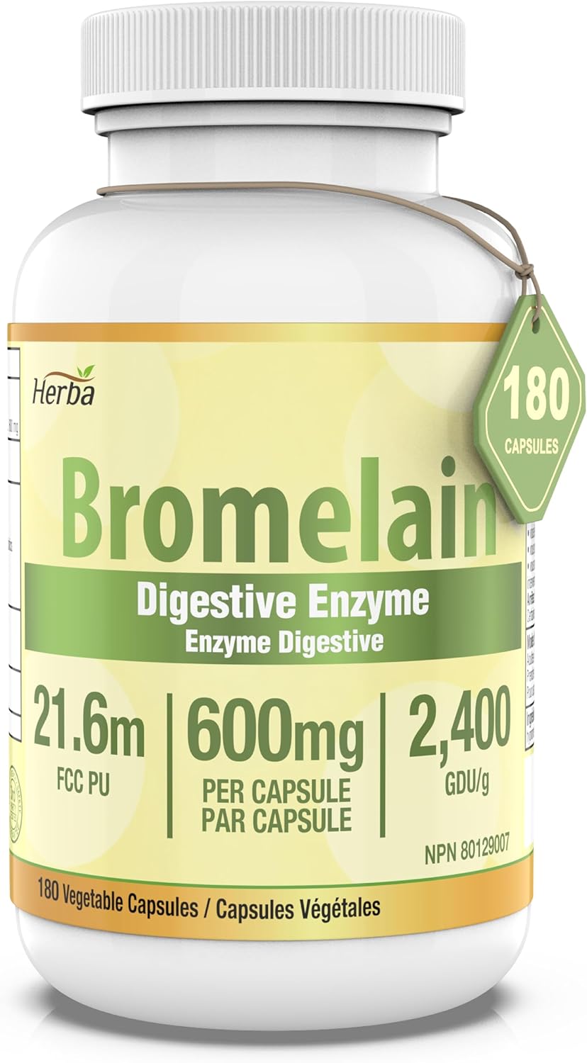 Herba Bromelain Supplement 600mg 180 Capsules 2,400 GDU/g Max