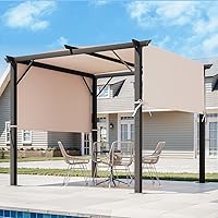 Vista 1 de MELLCOM Pérgola para exteriores de 10 x 10 pies, refugio independiente de metal con parasoles laterales ajustables, toldo para patios, patio Beige