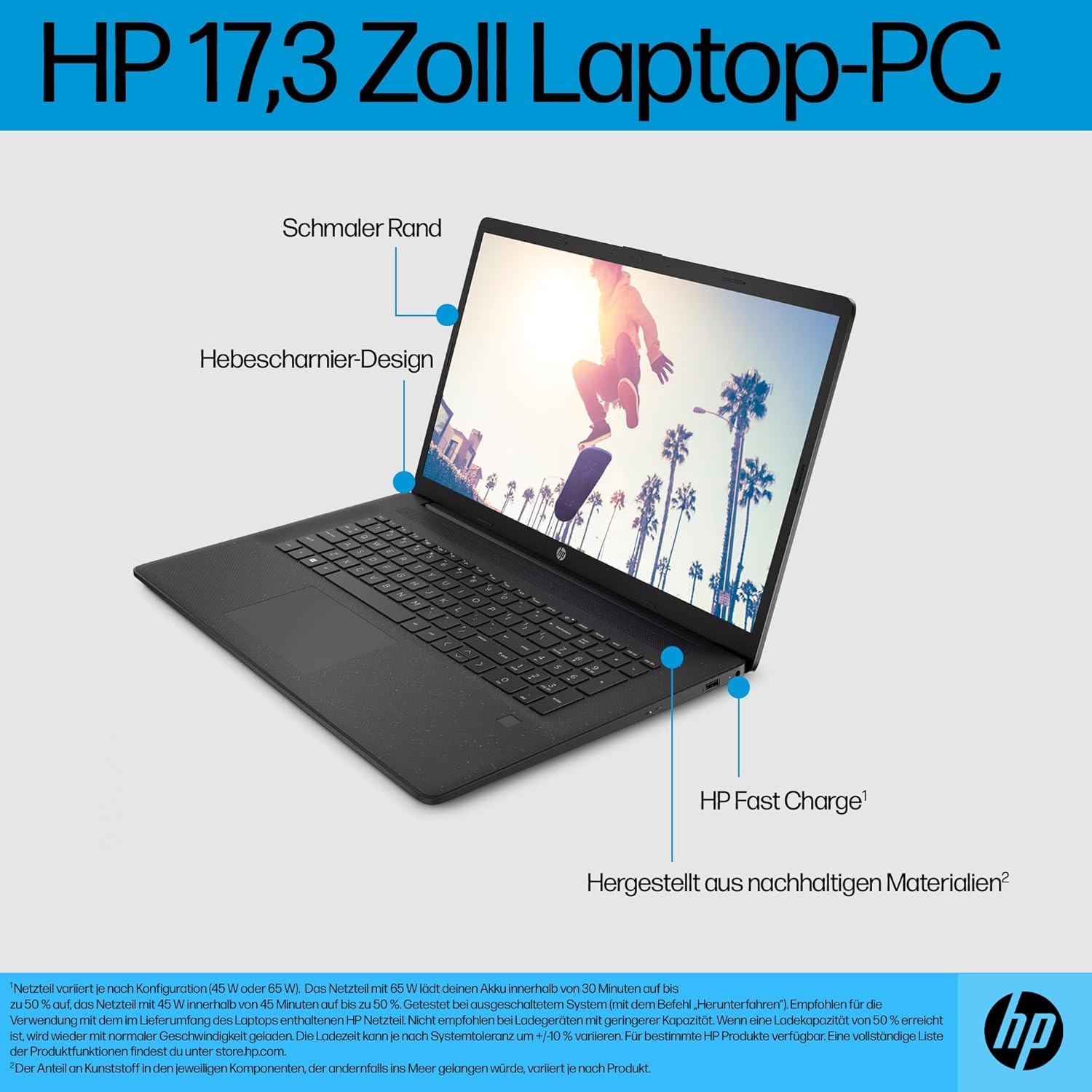 HP Laptop 17,3" HD+ Display Intel Celeron N4120 8 GB DDR4 RAM 256 GB SSD Windows 11 QWERTZ Schwarz