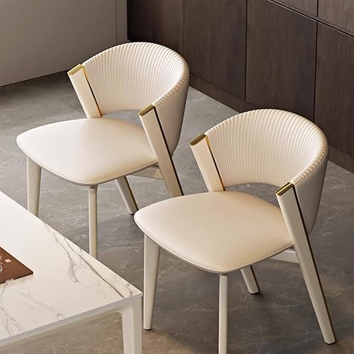 Miniatura 8 de Sillas de comedor de cocina con cuero, sillas de comedor con cómodo asiento tapizado con patas de metal, respaldo curvado, silla de cocina para sala