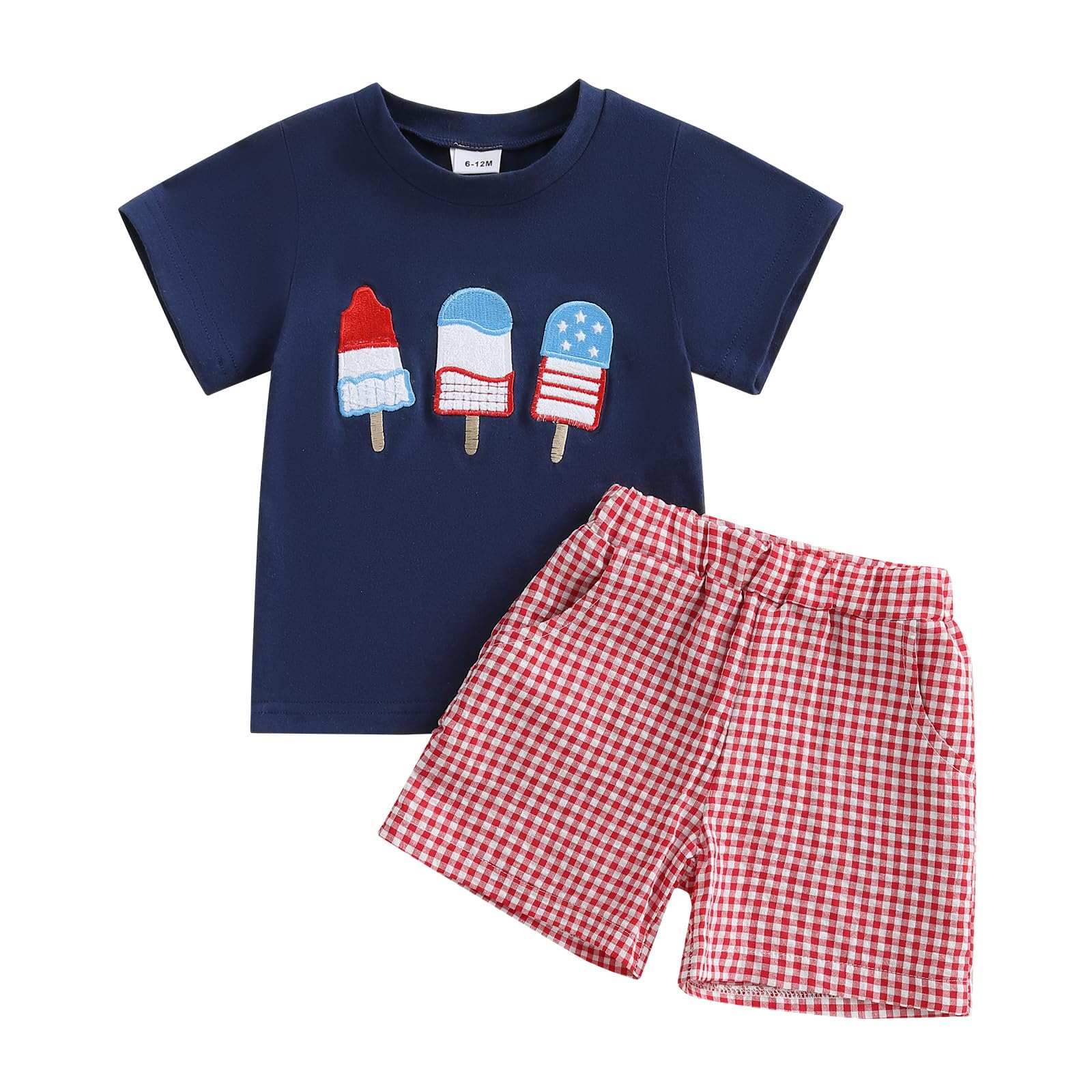 Sprifallbaby Baby Boy Football Outfit Rugby Embroidery Short Sleeve T-shirt Plaid Shorts Set Toddler Summer Clothes Outfit