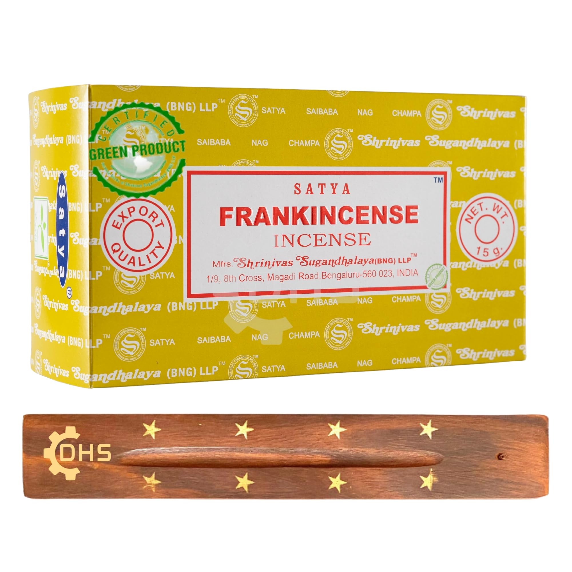 Dhs Satya Nag Champa Frankincense Incense Sticks | Full Box Of 12 | With Incense Stick Holder | Used For Aromatherapy, Yoga, Meditation, And Relaxation