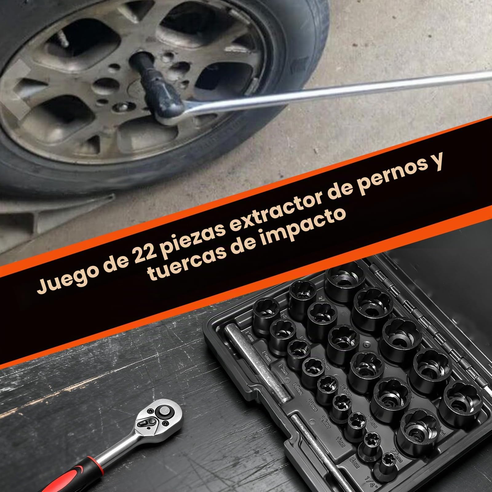 Juego de Extractores de Tornillos, 22 Piezas | Extractor de Tornillos, Para Quitar Dañados, Congelados, Tuercas Oxidadas, Tornillos y Pernos