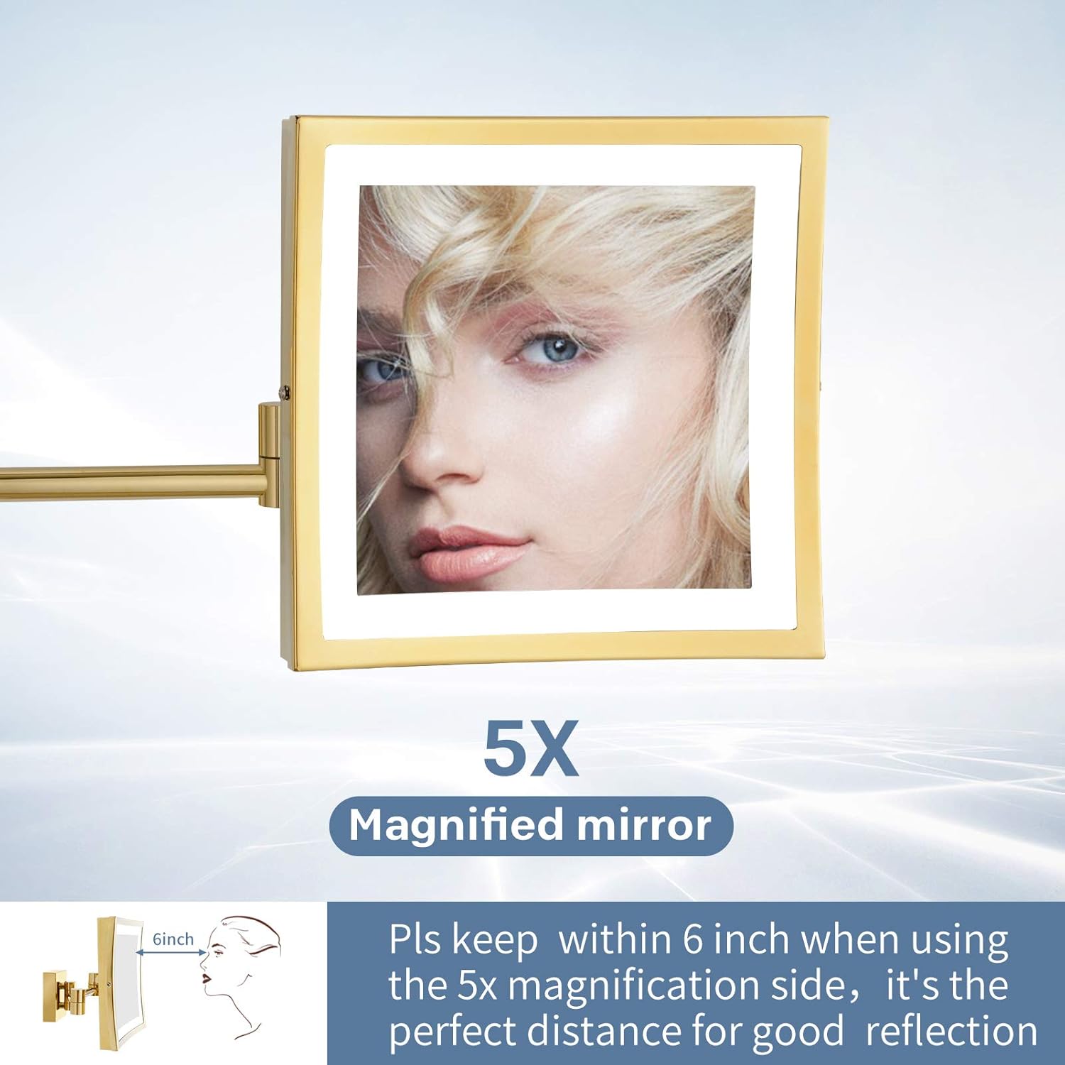 ❤ Crаzу Dеаlѕ DOWRY Wall Mounted LED Lighted 5X Magnifying Square Makeup Mirror with Plug,8 Inch, Polished Gold Finished Dowry1802D-8x5 Flаѕh Dеаlѕ - 60% оƒƒ DOWRY Wall Mounted LED Lighted 5X Magnifying Square Makeup Mirror with Plug,8 Inch, Polished Gold Finished Dowry1802D-8x5