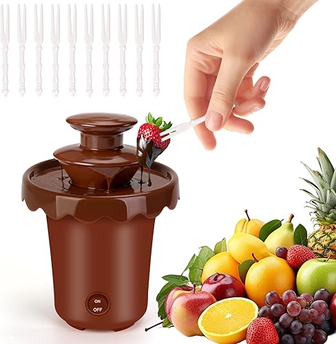 Máquina de fuente de chocolate, mini fuente de chocolate portátil alimentada por batería, máquina de fondue inalámbrica de 2 niveles con 10