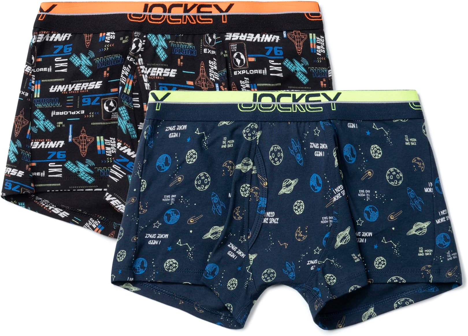JockeyPB03 Boy's Super Combed Cotton Elastane Stretch Printed Trunk with Front Open Fly and Ultrasoft Waistband (Pack of 2_Prints May Vary)