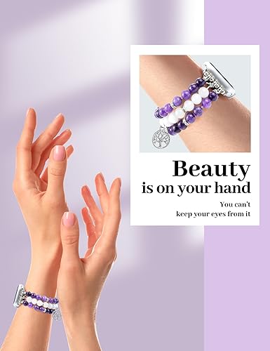 Miniatura 120 de JR.DM Natural Stone Beaded-Bands Women Compatible with Apple Watch Series 11 10 9 8 7 6 5 4 SE 3 2 1 Fashion Stretch Handmade Bracelet Fancy Boho