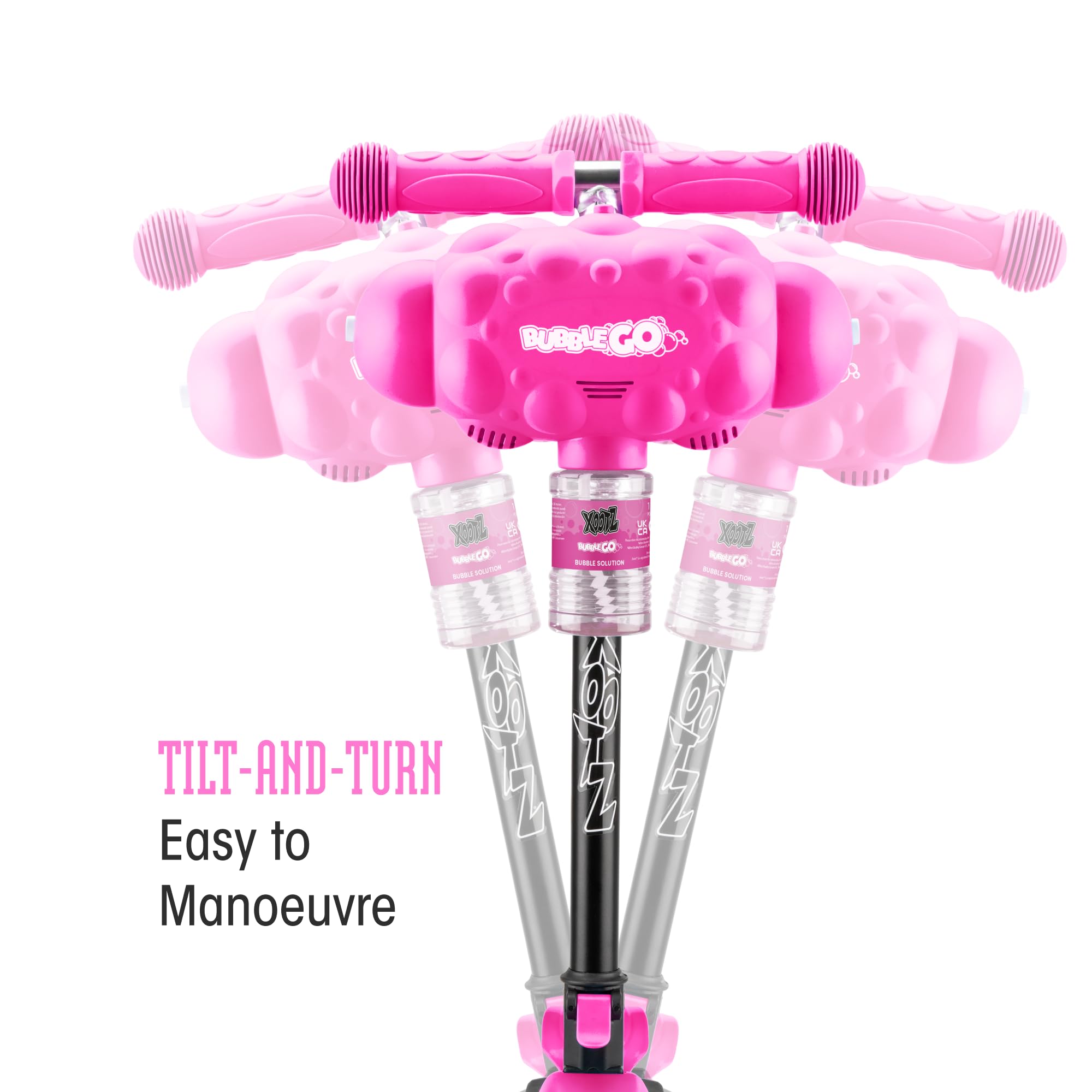 Xootz Kids Bubble Go Faltbarer Tretroller 3 Räder Tri-Scooter mit Seifenblasenmaschine Neigung und Drehung Alter 3+ Rosa | 3-Rad-Kinderroller mit Seifenblasenmaschine, verstellbar, faltbarer Tri-Scooter für Kleinkinder, Balance und Lean to Steer