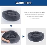 BVAGSS Small Dog Bed Cat Bed Calming Plush Pet Bed Soft Washable Anti Anxiety Round Donut Cuddler Fluffy Puppy Bed for Puppy & Kitten JA037 (16 inch, Dark Grey)