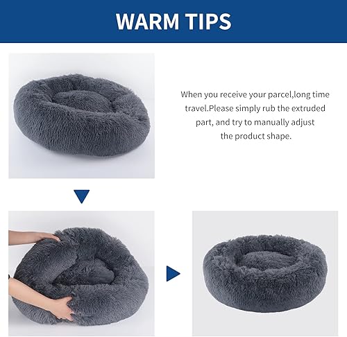 Miniatura 5 de BVAGSS MW002 MW002 - Cama redonda y acogedora para perros pequeños, cama redonda y esponjosa para cachorros y gatitos (24 pulgadas, gris oscuro)