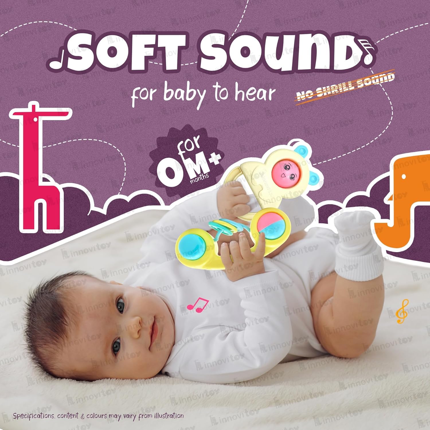 TOYIQ 6Pcs Rattles Infant Colourful Plastic Non Toxic Set of 6 Attractive Rattles and Teathers for New Borns, Baby,Kid (Multi Color) | Premium Gift Set for Baby 4