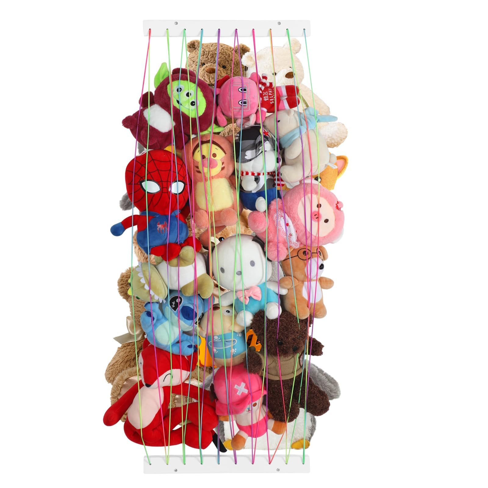 SEEKMOO Stuffed Animal Storage Organizer for Wall,Hanging Teddy Cuddly Toy Holder,Soft Plush Toys Hammock Net for Kid‘s Room Nursery Playroom Bedroom With Adjustable Length,Large,Upgraded(White)