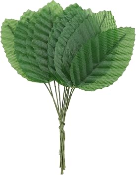 200PCS Artificial Silk Green Leaves 11cm Fake Faux Wired Single Leaf Green Artificial Leaves for Wedding Decorations Christmas Party Decorations DIY Home Decor and Party Decorations, Greener