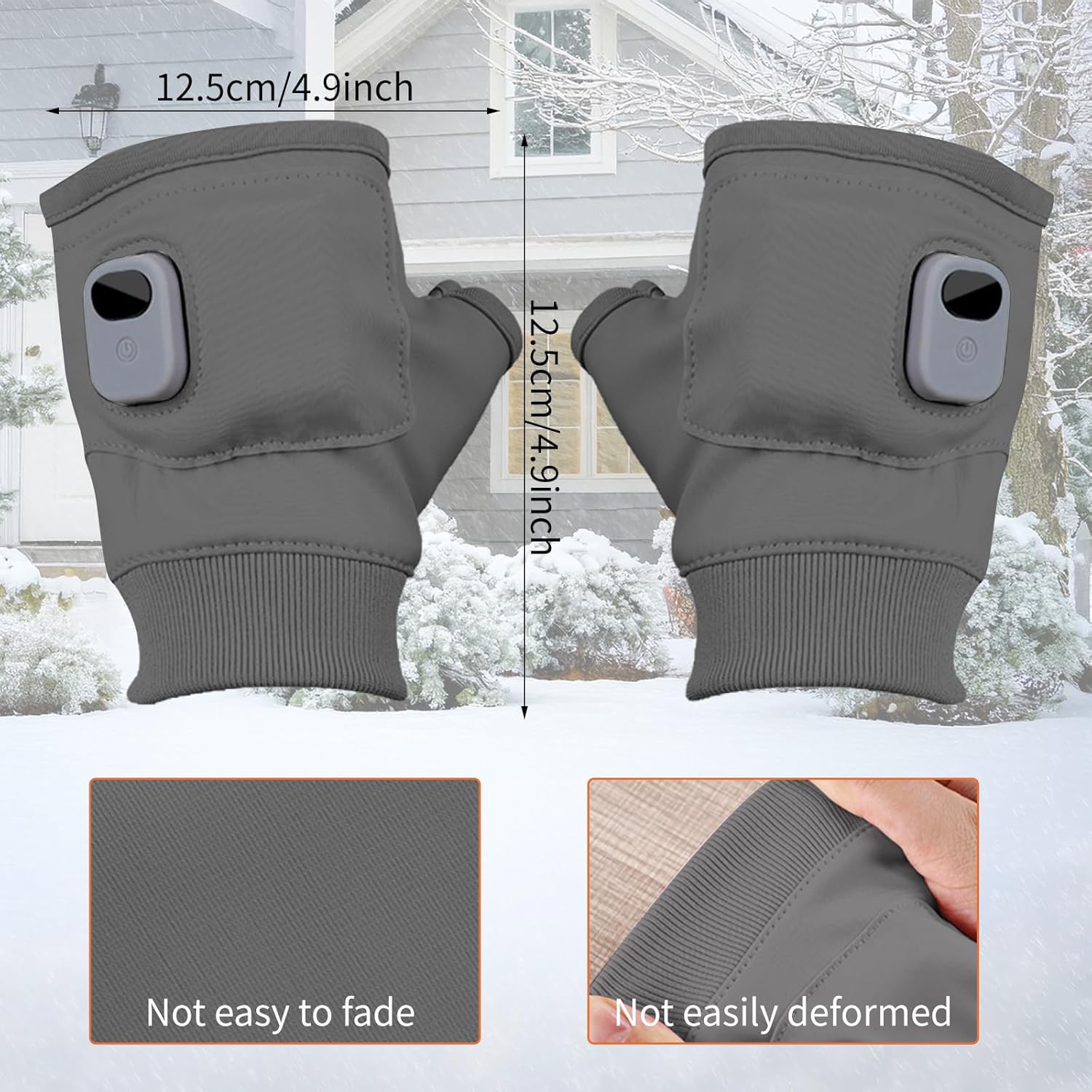 Portable Heating Fingerless Gloves with Digital Display, Rechargeable Heated Thermostatic Gloves for Outdoor, Cycling - Image 4