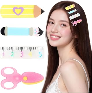 PLwelth 4Pcs Teacher Hair Clips Funny Pencil Ruler Scissors Painting Brush Hairpins for Teachers Students Cute Study Hair Barrette Back To School Hair Accessories Fashion Teacher Appreciation Gift