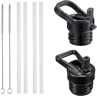 Vmini Straw Lid, Included Straws and Brushes, Compatible with Hydro Flask Standard Mouth Water Bottle and More, Wide and Fixed Handle - Black