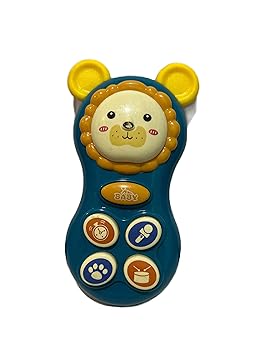 PLUSPOINT Baby Phone Toy for 1 2 3 Year Old with Light,Music Phone Toy for Baby 6-36 Months Toddler Kids Educational Phone Call & Chat Learning Play Phone Toy for Role-Play Fun(Cute Phone),Multicolor