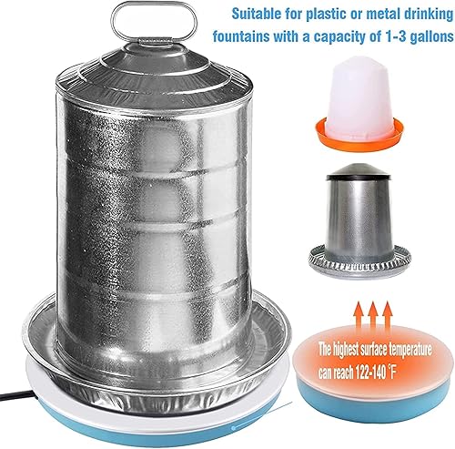 Miniatura 10 de Base calentada para aves de corral, calentador de agua de pollo para aves de corral de invierno, base de calentador de agua de metal para mascotas,