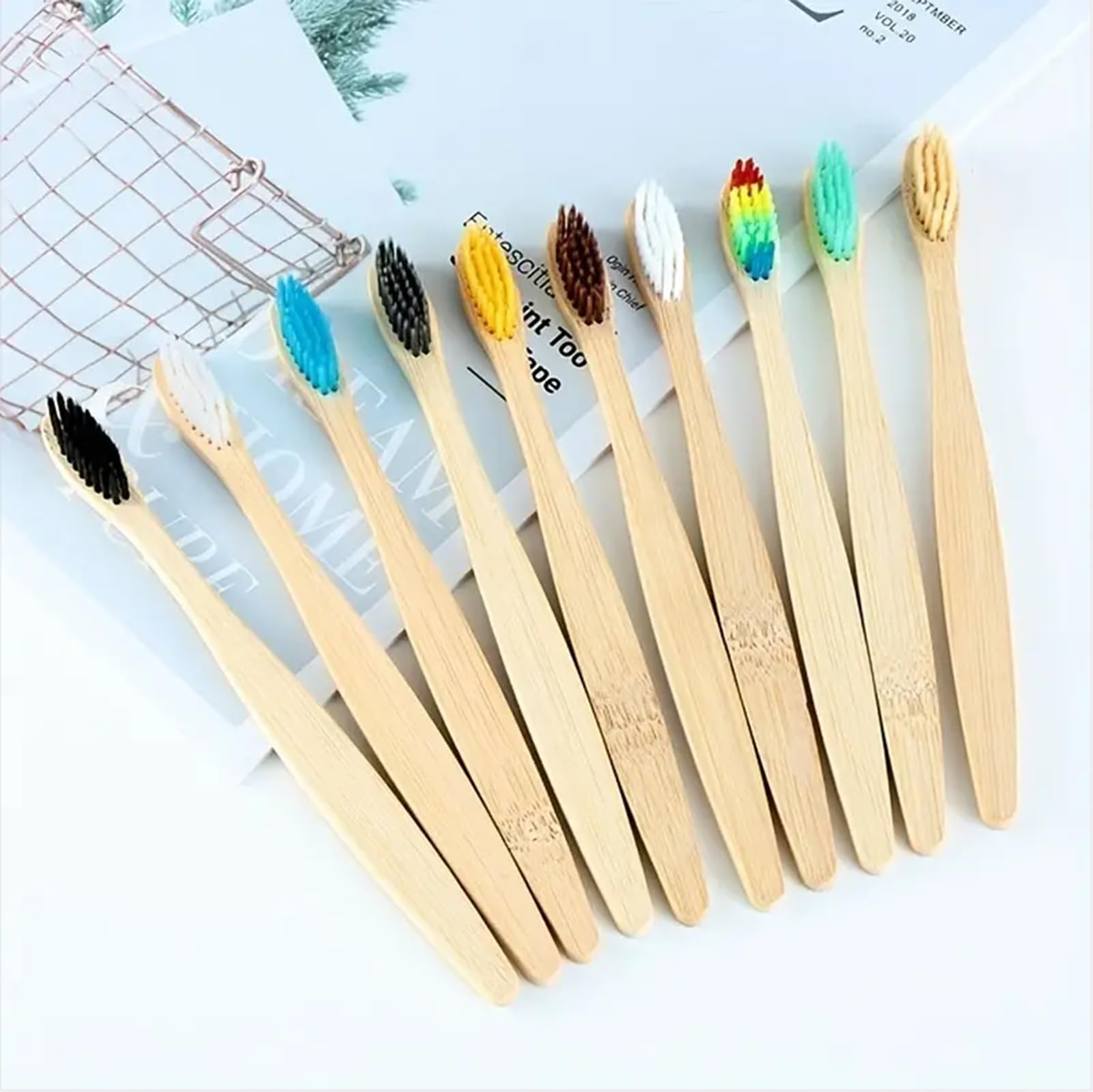 Spazzolino da Denti in Bambù,30/50/100 Pezzi Spazzolino Denti Legno,Spazzolini da denti a setole morbide senza BPA,Spazzolini da denti biodegradabili e compostabili (100)