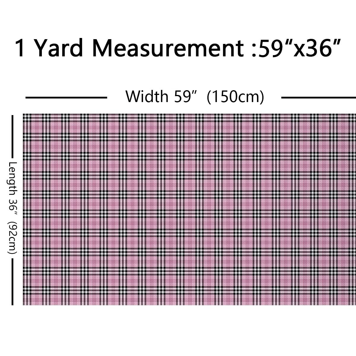 Plaid Fabric by The Yard,Feminine Pink Grid Classical Checkered Fabric for Chairs,Tartan English Fashion Fabric for and Home DIY Projects,2 Yards,(L184*W150cm) Charcoal White - Image 2