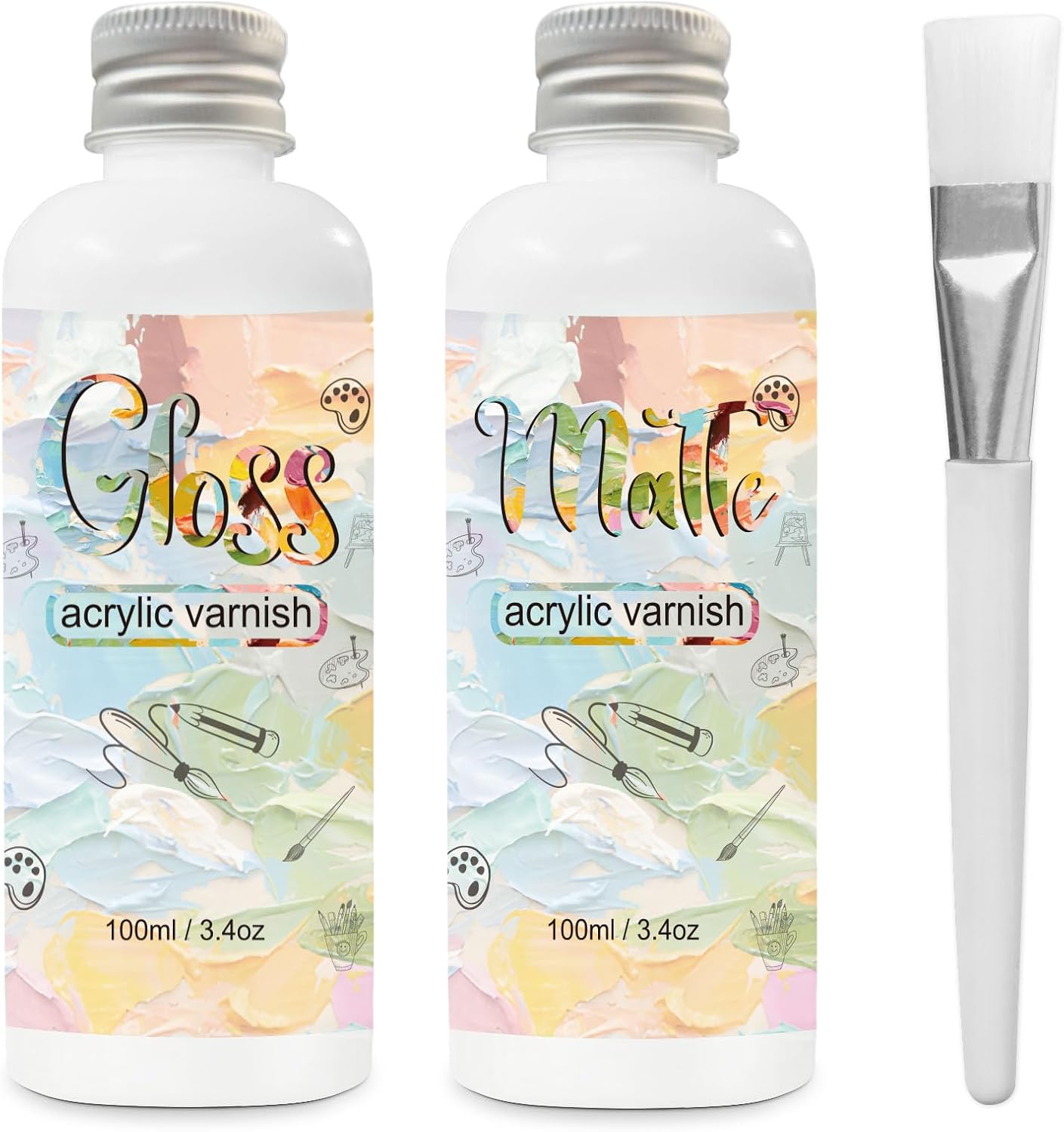 Gloss Varnish for Acrylic Painting, 2 x 100ml Acrylic