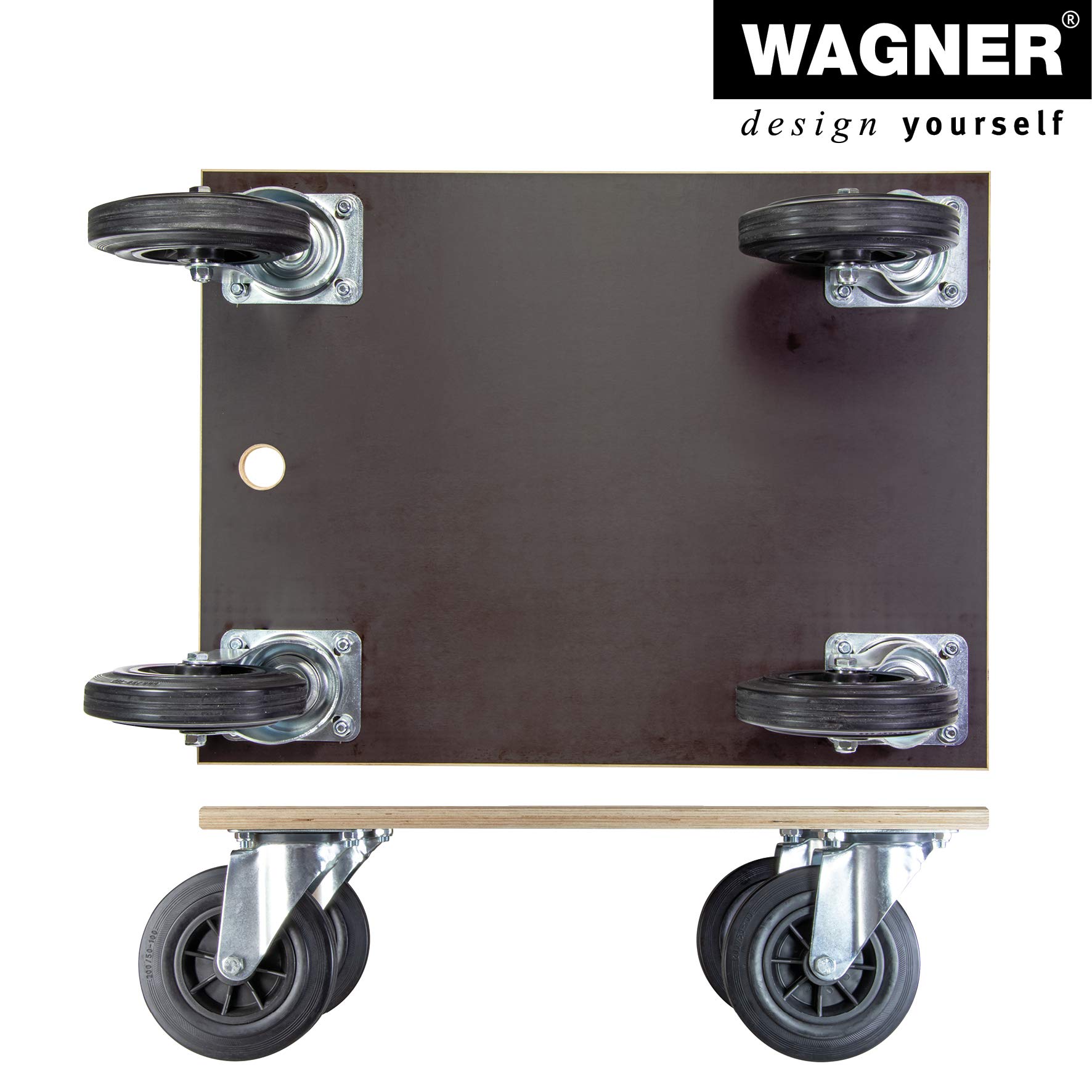 WAGNER, brązowy, (dł.) 78 x (szer.) 59 x (wys.) 26 cm, twarde rolki