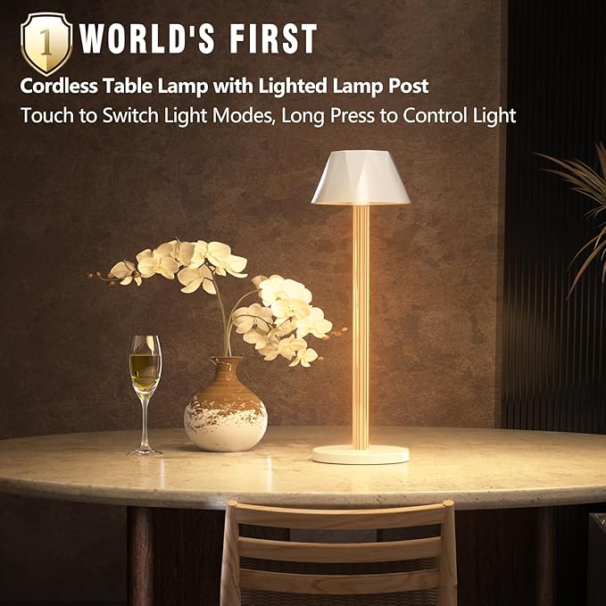 Odupa Cordless Table Lamp for Restaurant Bar, Rechargeable 6000mAh Battery Operated Touch Lamps,3 Color Temps&Stepless Dimming for Dining Kitchen Outdoor Patio Bar photo 5