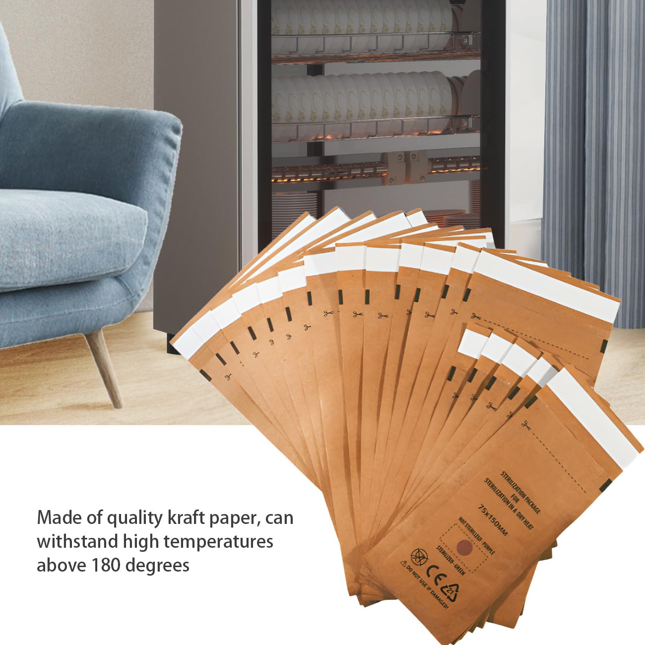 100PCS 3.9x7.9in Self Sealing Cleaning Pouches Disposable Cleaning Paper Bags, Sterilization Bags for Dentist Tools and Nail Art Supplies (130 * 200mm)