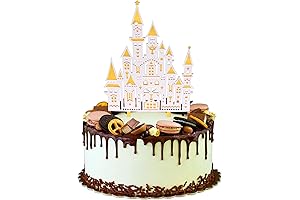 Double Layer White and Gold Castle Cake Topper