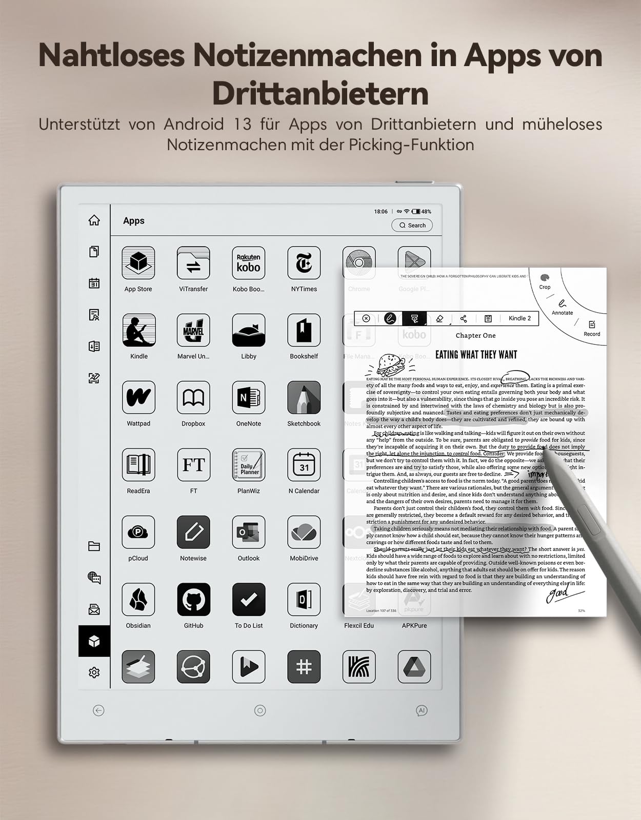 VIWOODS Aufgerüstetes Bundle mit AiPaper Mini, Stylus Pro und 5 Spitzen, 8,2'' AI E-Ink-Tablet mit einstellbarer Beleuchtung, 292 PPI Elektronisches Notizbuch mit Stift, Tragbar 230 g, 128 GB Speicher