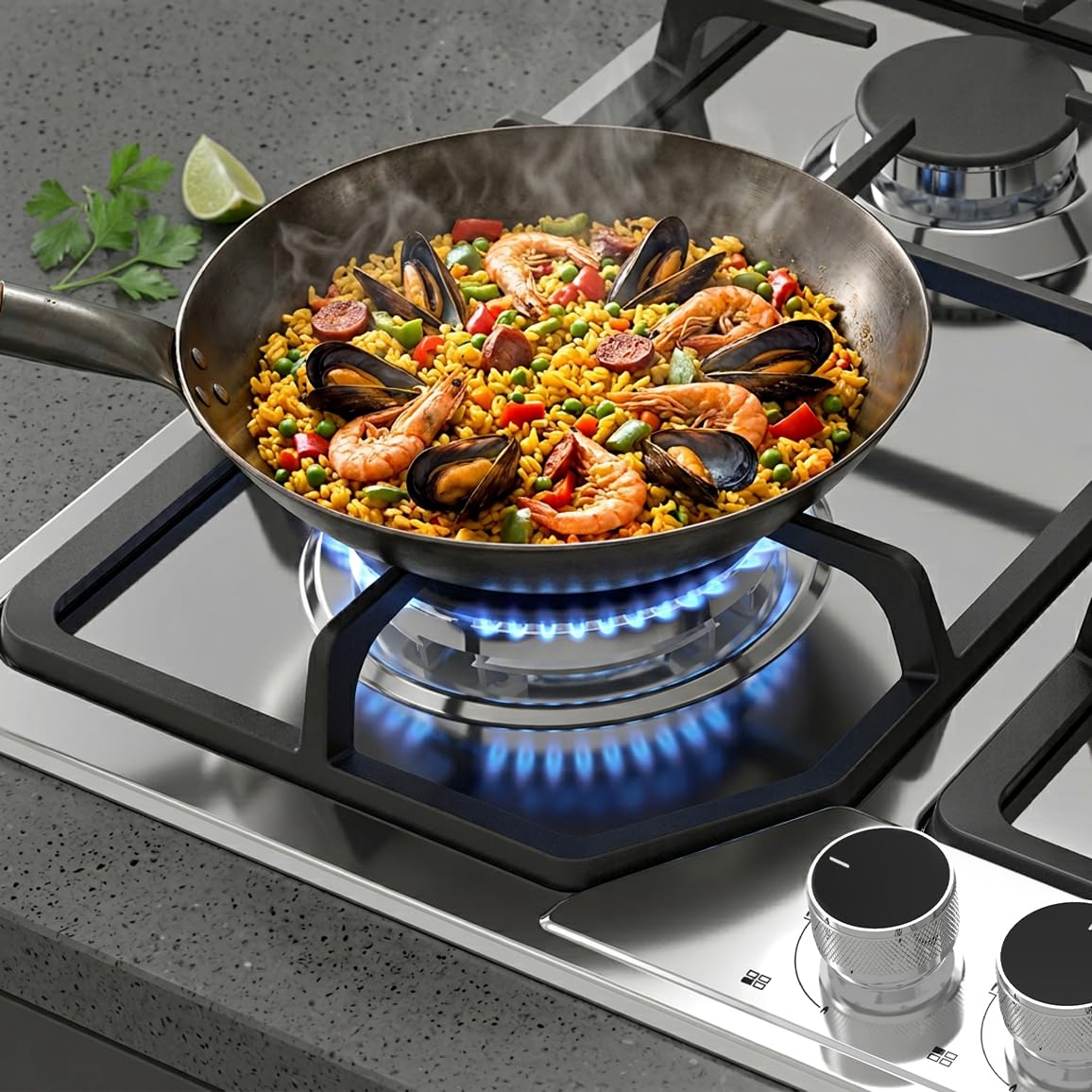 KKT KOLBE Set horno 60cm BO8805SS y placa gas 58 cm inox G604ED | 4 fuegos wok | grill y aire caliente | timer automático | doble cristal, bloqueo niños | SET8805G604ED