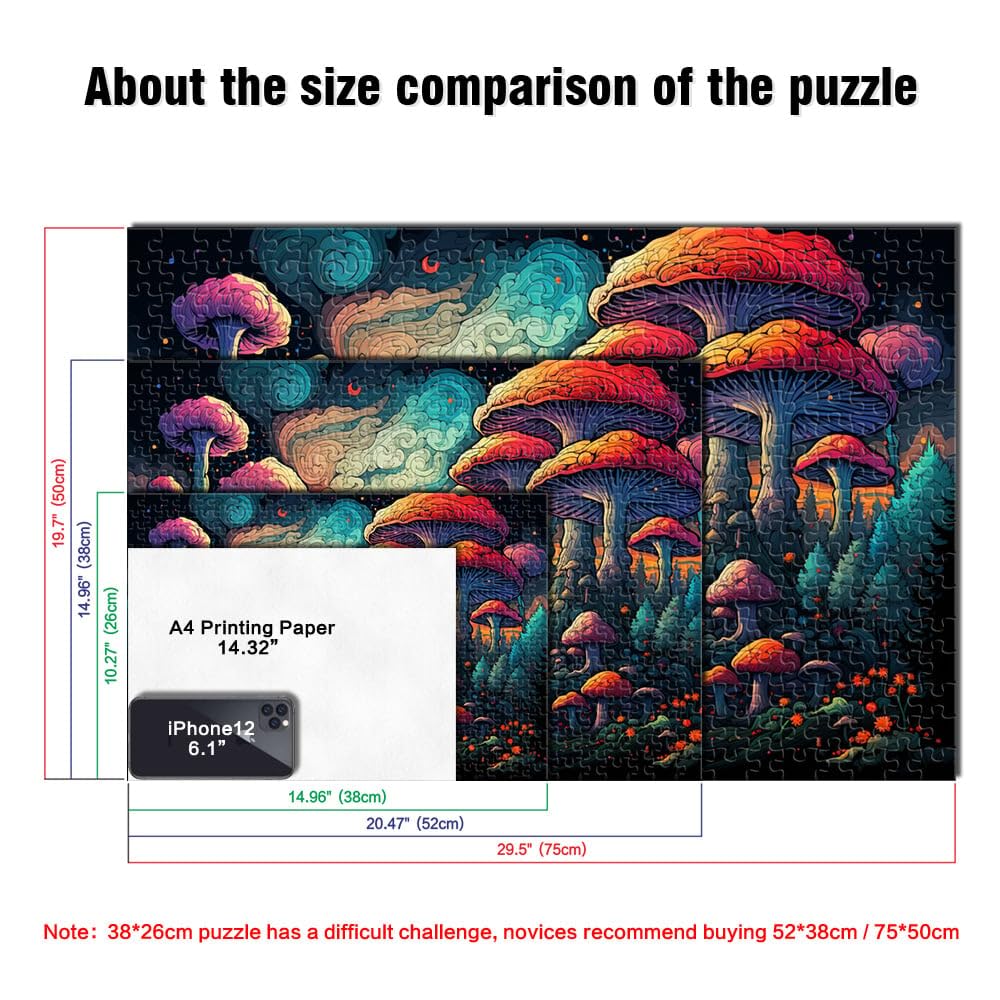 Puzzle para niños, mundo de hongos, rompecabezas de 2000 piezas, 27,56 x 39,37 pulgadas, rompecabezas de mapa gris, adecuado para adultos y niños a partir de 14 años, gran regalo para adultos