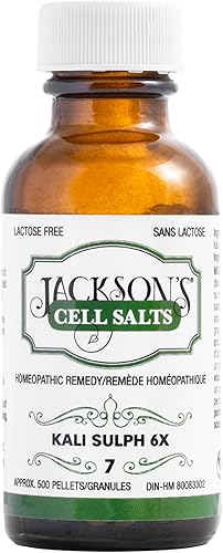 Jackson's Sal celular #7 Kali sulph 6X (botella de 500 pellets) - Certificado vegano, sin lactosa Kali sulphuricum 6X