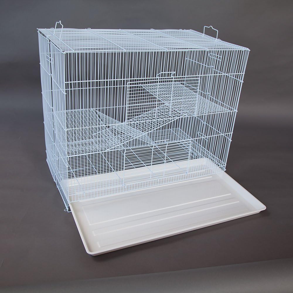 3 Tier Pet Cage Habitat for Cat Ferret Guinea Pig Hamster Rat Sugar Glider Chinchilla (24inch Width, White)
