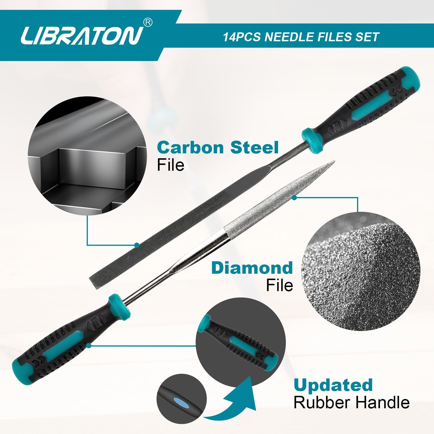 LIBRATON Needle File Set, Diamond Needle Files 13PCS & Needle Files with Wire Cutter 14PCS