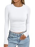 Womens Long Sleeve Shirts Crop Tops Fall Fashion 2025 Going Out Basic Winter Clothes