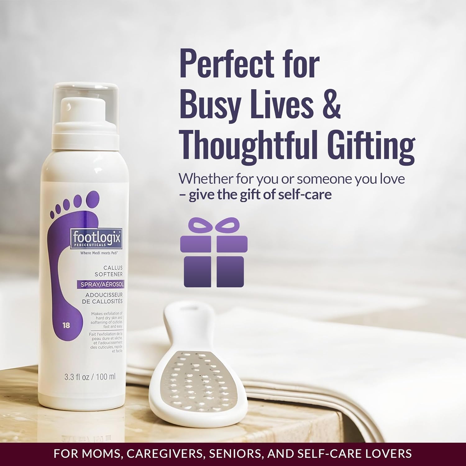 Footlogix Foot Care Callus Softener Combo - Callus Remover Spray & Double-Sided Foot File for Dry, Cracked Heels, Pedicure Tools for Feet, Foot Exfoliator - Image 7