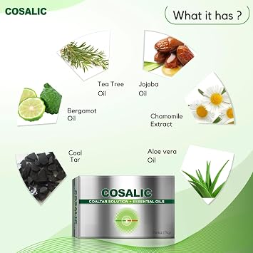 SALVE Cosalic Coal Tar Bathing Bar with Essential Oils (75 g / 2.64 oz) - Gentle Cleansing Bar for Daily Use Supports Smooth Healthy Looking Skin with a Refreshing Feel