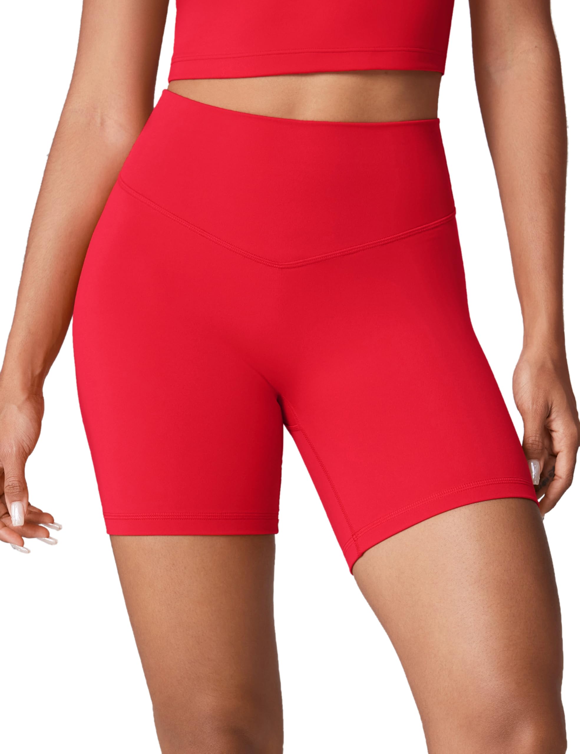 UNISSU Hugcurve No Front Seam High Waisted Workout Biker Shorts for Women 6 Inches Tummy Control Buttery Soft Yoga Pants Gym