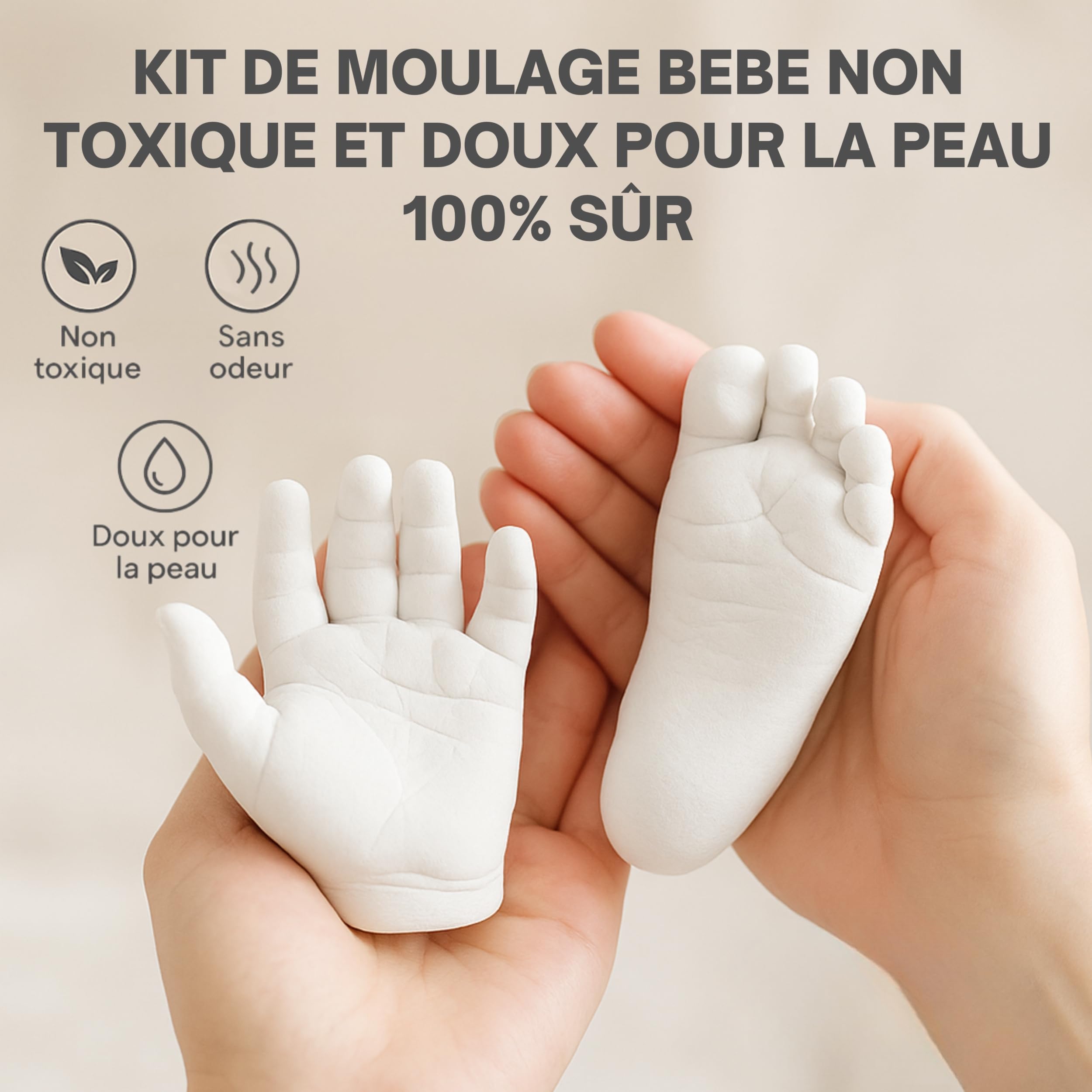Coffret Naissance Personnalisé Plâtre Non Toxique Kit Empreinte Main Pied Bébé Cadeau Baby Shower Baptême
