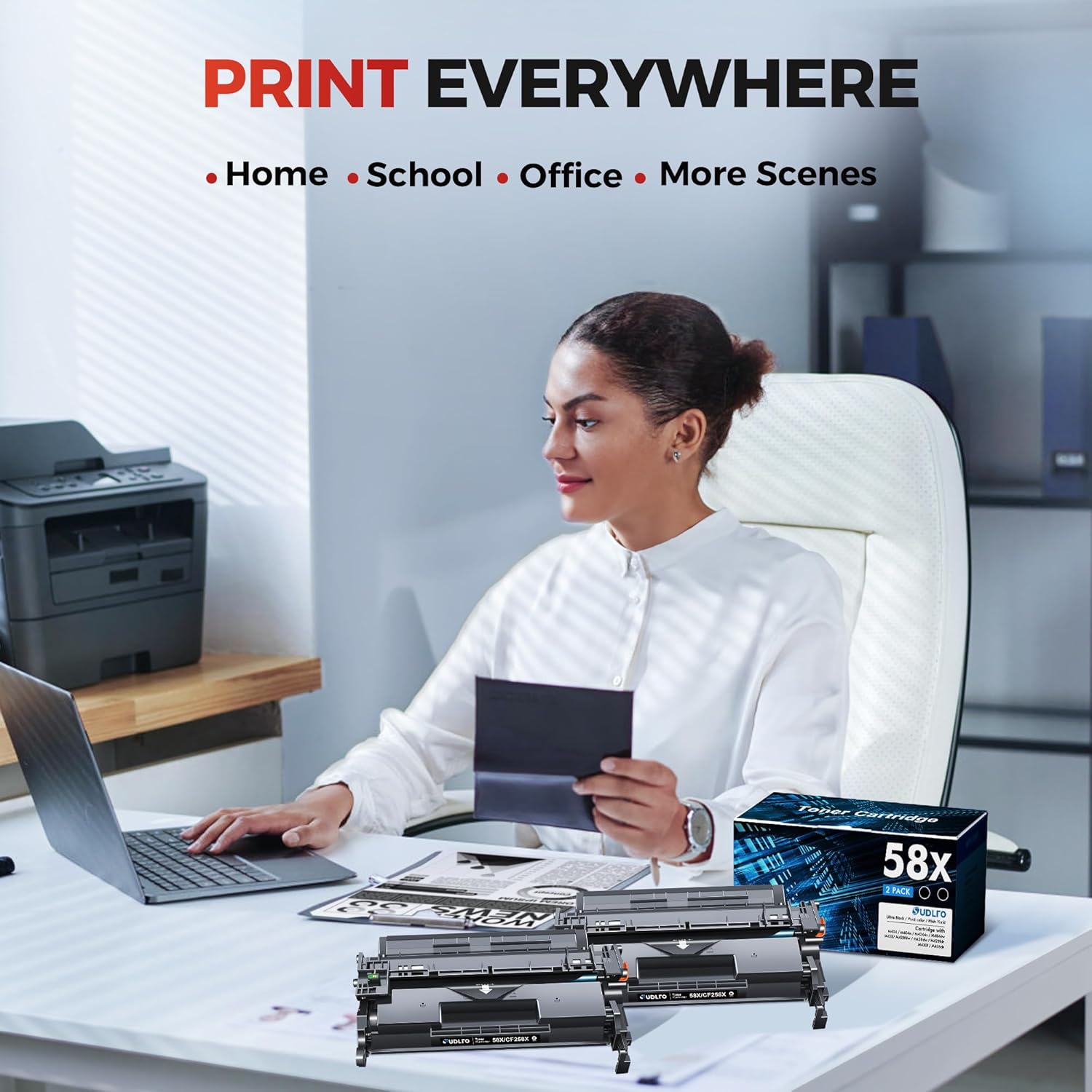 58X CF258X Toner Cartridge Black Replacement for HP 58X CF258X 58A CF258A Compatible with LaserJet MFP M428fdw M428fdn M428dw M404 M428 Pro M404n M404dn M404dw Printer 2 Pack (with Chip)