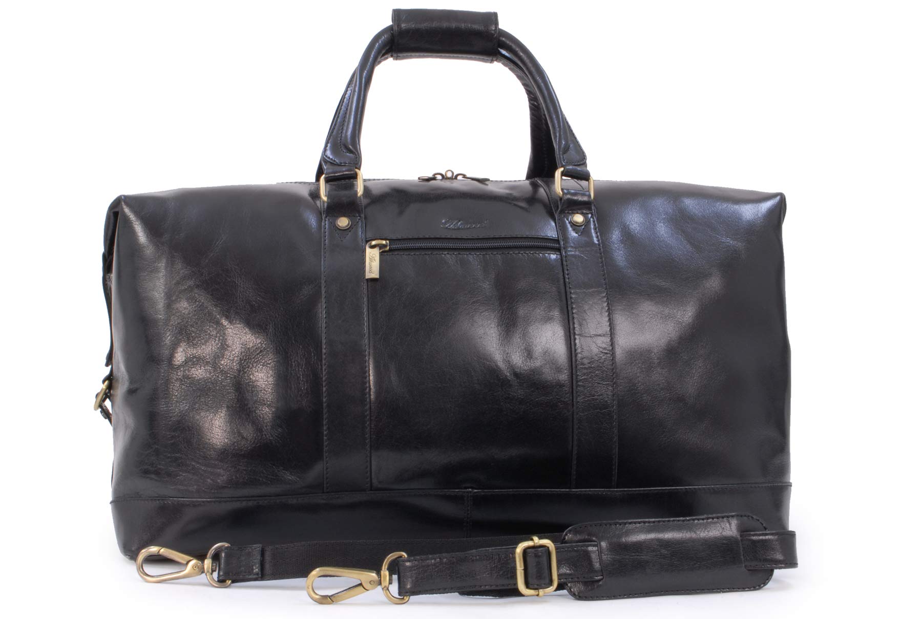 Genuine Leather Holdall - Large Overnight/Travel/Business/Weekend/Gym Sports Duffle Bag - 2070 - Black